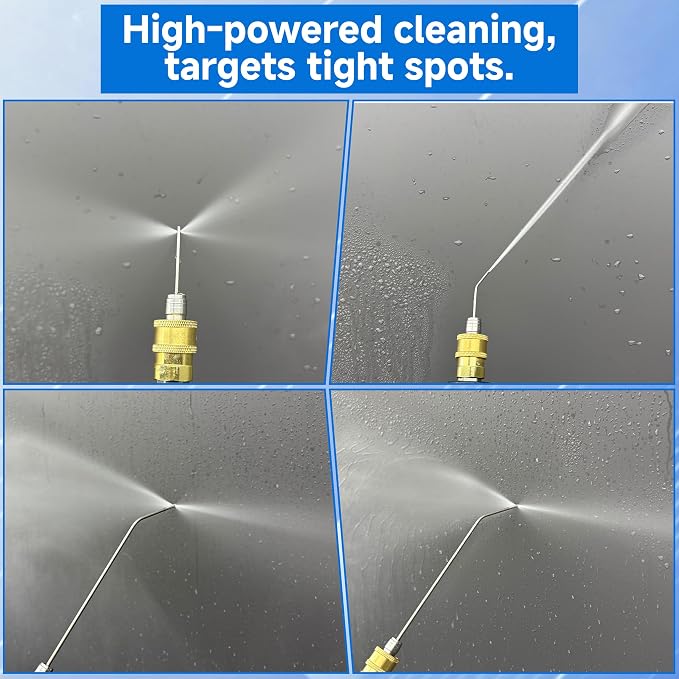 Pressure Washer Needle Nozzle Kit, 8 Pack, 2-4 GPM | Power Washer Needle Tips for Car, Washing Machine, AC Coil, Water Heater, Appliance Cleaning, 1/4” Quick Connect