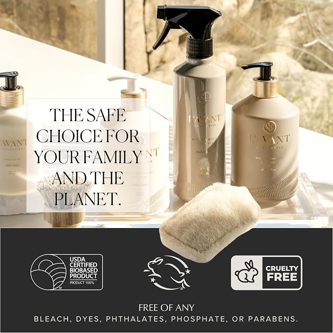 L'AVANT Collective Luxury Multipurpose Surface Cleaner | All Purpose Cleaning Spray, Plant-Based & Non-Toxic, EPA Safer Choice, Refillable recycled plastic bottle | 16 Fl Oz | Ambre Santal