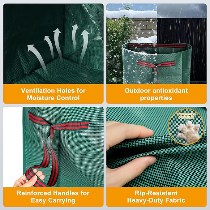 Reusable Yard Waste Bags, Waterproof, Heavy-Duty, Collapsible,2-Pack 53-Gal | Lightweight Leaf Collection Bags , Reinforced Handles, Ideal for Leaves, Grass Clippings & Garden Debris