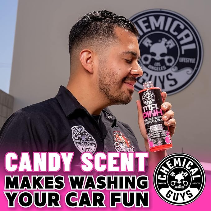 Chemical Guys, Mr. Pink pH-Balanced Car Wash Soap for Foam Cannons, 16 oz | Thick foaming suds lift dirt and grime in foam cannons, blasters or buckets, gentle on wax, sealant and ceramic