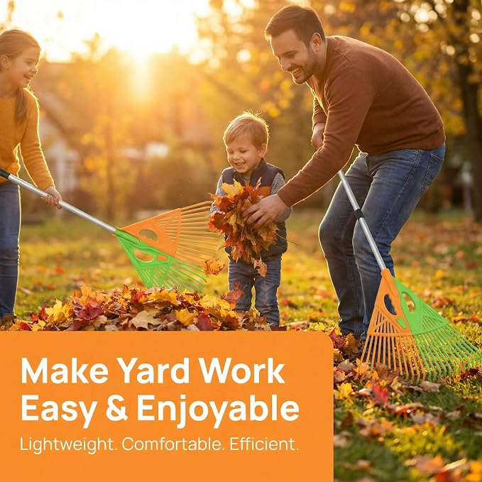 Extendable Long-Handle Leaf Grabber Rake Broom for Leaves Grass and Yard Debris Perfect for Garden Cleanup Outdoor Maintenance