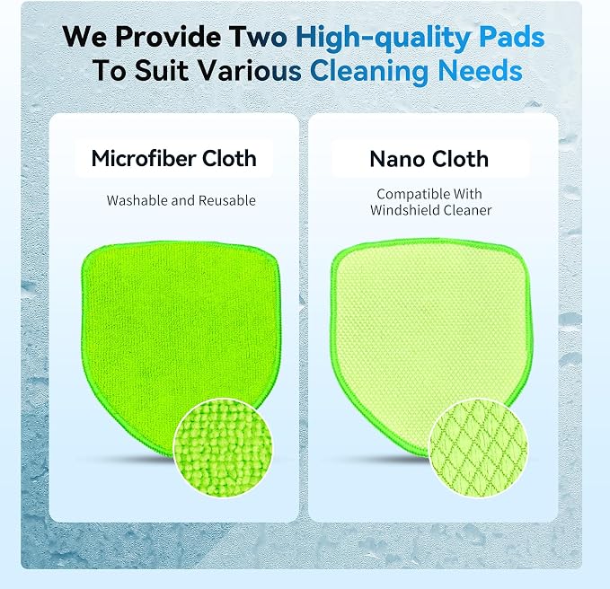 XINDELL Interior Windshield Cleaner Tool, Car Window Cleaning Kit with 4 Reusable Microfiber Pads, Extendable Handle & 360° Rotating Head, Safety Hammer, Streak-Free Auto Glass Wiper for Truck SUV RV
