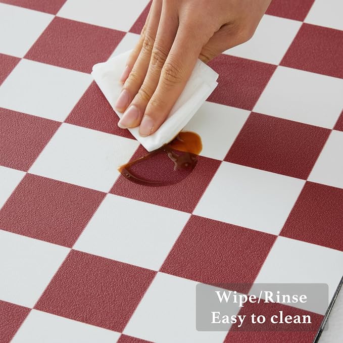 Ohocut Checkered Dish Drying Mat for Kitchen Counter, Coffee Bar Station Accessories, Retro Cute Aesthetic Modern Absorbent Drainer Mat Kitchen Drying Mat Easy Clean (Red, 24" x 16")