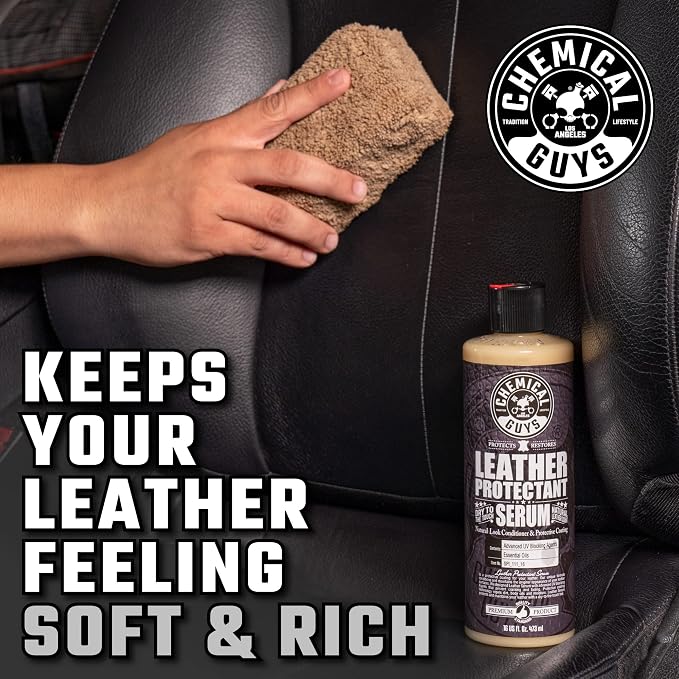 Chemical Guys, Leather Cleaner & Leather Serum Kit for Interiors, 16 oz | 2 items, for car interiors, furniture, apparel, shoes, boots, works on natural, synthetic, pleather, faux leather and more