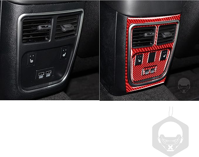Trim Rear Air Outlet Fit for Dodge Charger/Chrysler 300 2011-2023 | Real Carbon Fiber | Accessories | Trim Rear Air Outlet Vent Surround Trim Set Stickers | Thick Overlay | Anti-scratch | Red