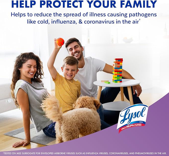 Lysol Air Sanitizer with Bacterial Odor Eliminator for Home & Office, Air Freshener Alternative, Simple Fresh Scent, 10 oz (Pack of 3)