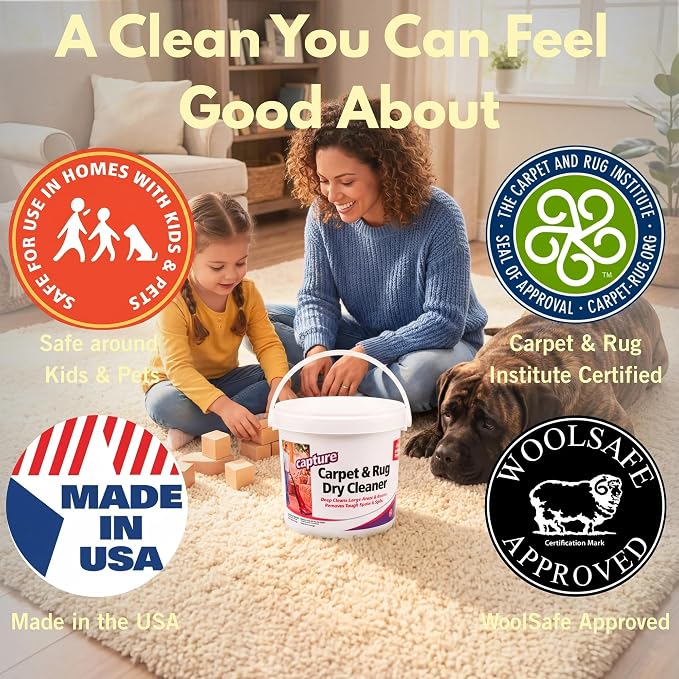Capture Carpet & Rug Dry Cleaner: Carpet Deodorizer & Freshener Powder - Pet Odor Eliminator - Spot & Stain Remover - Fresh Natural Scent - Carpet Cleaner Powder - Dry Rug Powder Cleaner (8 lb)