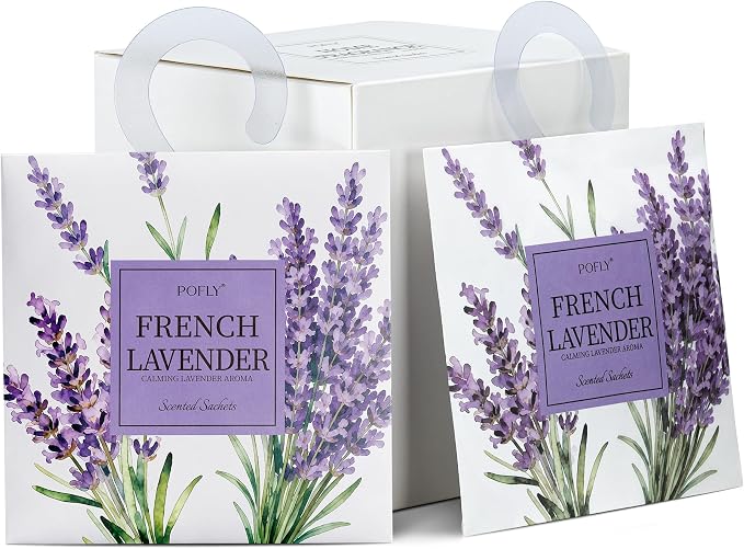 12 Pack Lavender Scented Sachets, Air Freshener for Home&Small Spaces | Hanging Sachet Bags with Retractable Hook; Closet Deodorizer & Odor Eliminator for Drawers, Shoe Cabinets, Cars & Luggage
