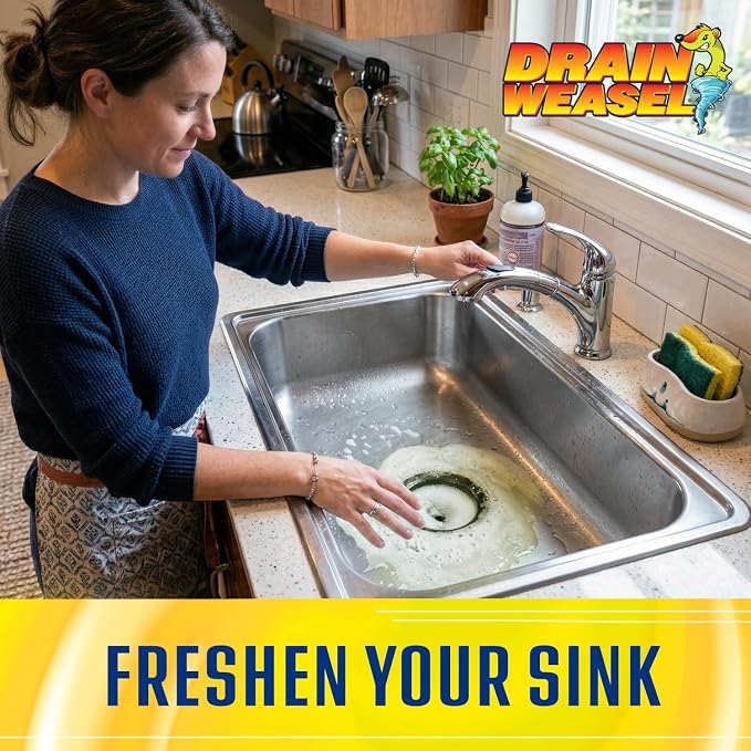 Drain Weasel Garbage Disposal Pods Cleaner and Deodorizer, Pack of 5 | Sink Odor Eliminator with Foaming Action, Septic-Safe Enzyme Formula, Fresh Lemon Scent