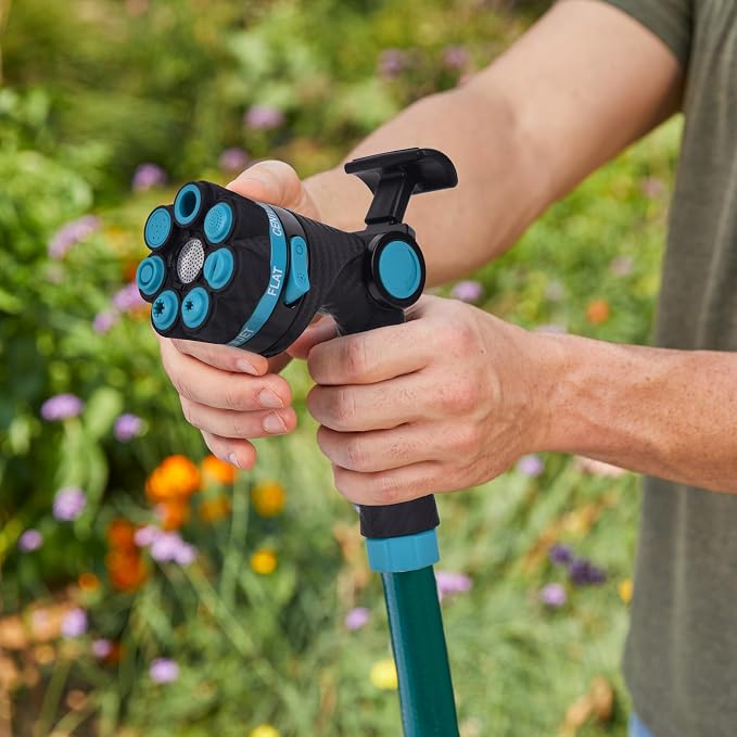Gilmour Heavy Duty Graphite Fireman Garden Hose Nozzle with Swivel Connect | 8 Pre-set Spray Patterns, Flow Control, Durable Metal Build, Multi Use for Plants, Pets, Cars, and Patios