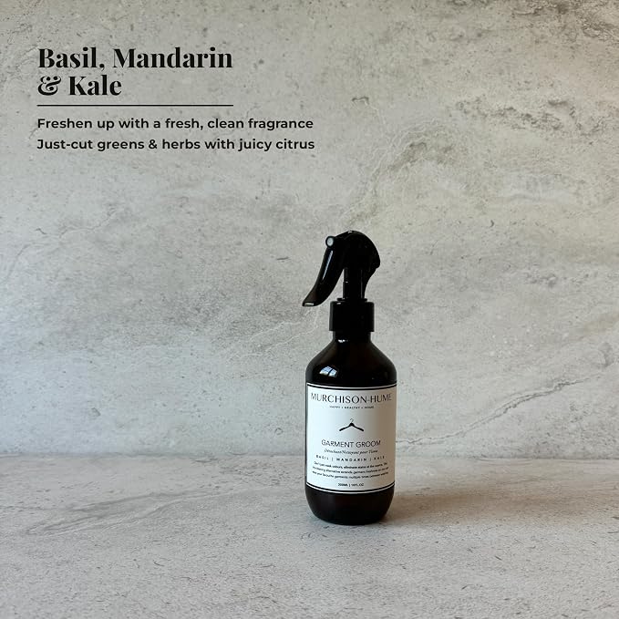 Murchison-Hume Garment Groom Fabric Freshener, Air Freshener, Odor Fighter, Laundry Treatment and Stain Remover, Basil Mandarin Kale