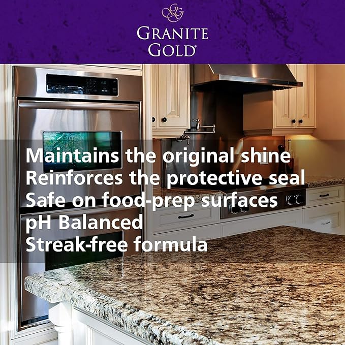 Granite Gold Polish Spray, Streak-Free Shine for Granite, Quartz, Marble, Travertine, Natural Stone Countertops, 64 Fluid Ounces and 24 Fluid Ounces