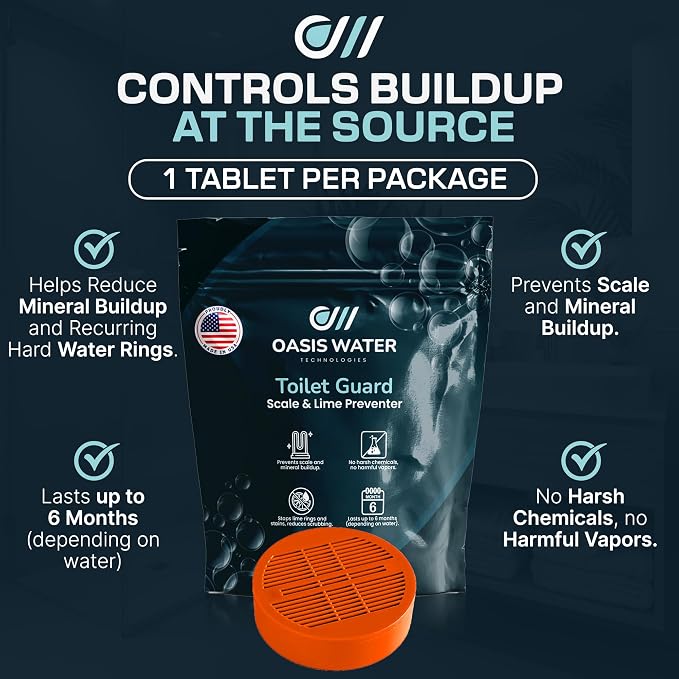 Toilet Guard Drop-In Tank Tablet (1 Tablet) | Up to 180-Day Performance | Helps Reduce Hard Water Marks, Rings & Mineral Buildup | Slow-Release Polyphosphate Formula | Bleach-Free