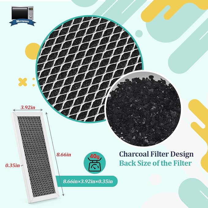 2PCS Microwave Charcoal Filter Compatible with Samsung ME19R7041FS,ME19R7041FS/AA, ME19R7041FT,ME19R7041FT/AA, ME19R7041FB,ME19R7041FB/AA Accessories Replacement
