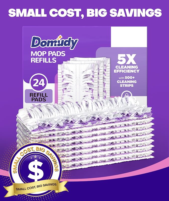 5X Cleaning Power Mop Refills for Swiffer Power Mop, 500+ Strips Multi-Surface PowerMop Refill Pads, 24 Count Disposable Powermop Wood Mops, Replacement Mopping Pad for Floor Cleaning