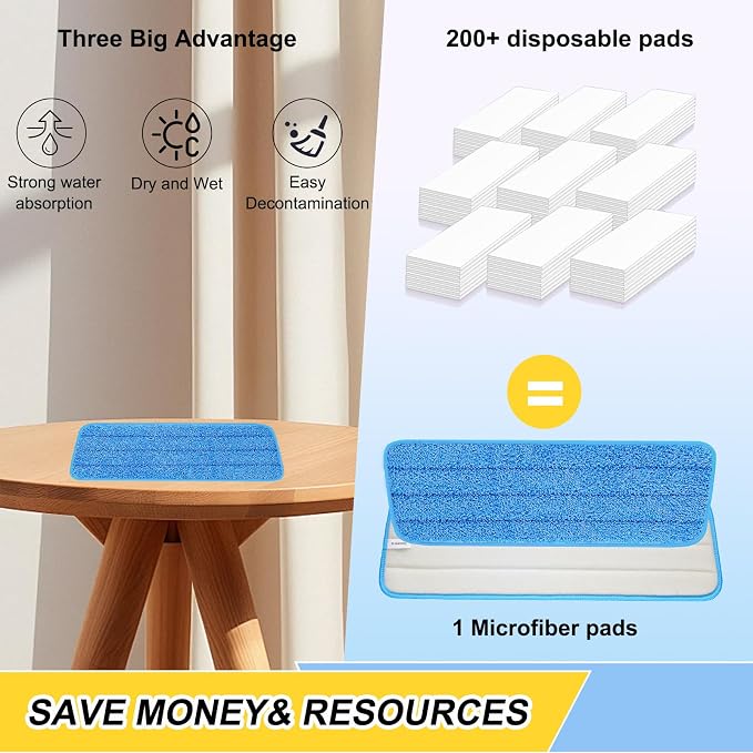 16.5 Inch Reusable Mop Pads Microfiber Spray Mop Replacement Heads for Wet/Dry Mops Compatible with Bona Floor Care System (6 Pack)