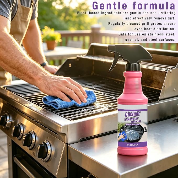 2Pcs Fast-Acting Heavy-Duty Grill Degreaser Spray, New 120 ML BBQ Heavy Duty Degreaser Grill Cleaner Spray, Powerful No-Scrub Oven & Kitchen Cleaner for Grills, Stovetops & Pans