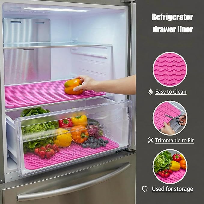MicoYang Silicone Dish Drying Mat — Quick-Dry Ridges Counter & Sink Pad, Heat-Resistant Trivet to 450°F, Non-Slip & Dishwasher Safe, Roll-Up Storage, 18 Colors & 9 Sizes (Rose, 16"×12")
