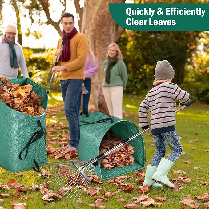 60 Gallon Leaf Collector, Collapsible Lawn & Leaf Bag for Yard Cleanup | Heavy-Duty Leaf Pickup Tool, Reusable Dustpan-Style Yard Waste Bag for Leaves, Grass Clippings, Debris, and Lawn Trash
