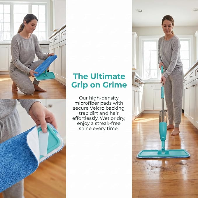Microfiber Replacement Mop Pad, 18" x 6" Wet & Dry Home & Commercial Cleaning Refills, Reusable Floor Mop Pads (6 Pack) Blue | 6 Pack Microfiber Replacement Mop Pad, 18" x 6" Wet & Dry Home & Commercial Cleaning Refills, Reusable Floor Mop Pads Blue