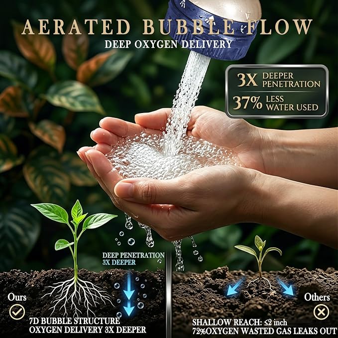 Garden Hose Nozzle Heavy Duty Metal Water Hose Sprayer | Heavy Duty Metal Spray Nozzle With Thumb Control. Japanese-style Design & 8 Spray Patterns For Different Blooming Seasons