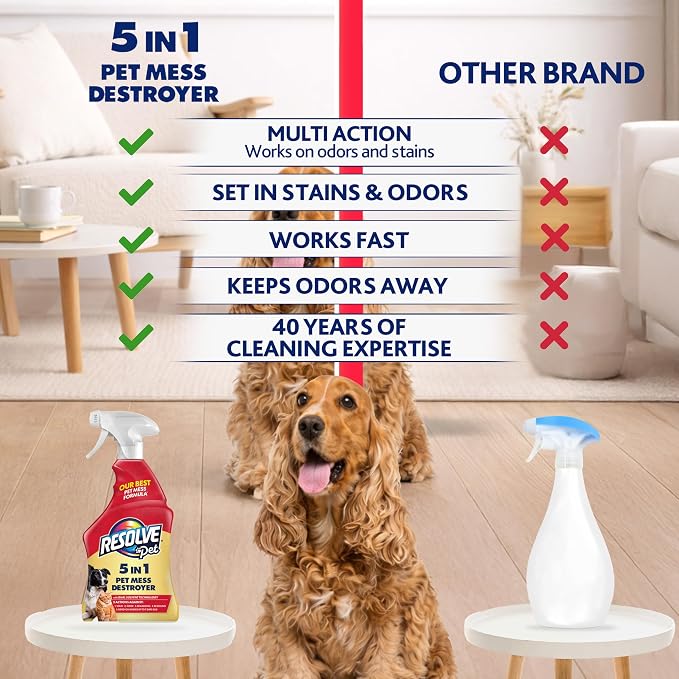 Resolve 5-in-1 Carpet Cleaner Spray – for Removal of Pet Stains & Odors Up to 7 Days Old, 22oz