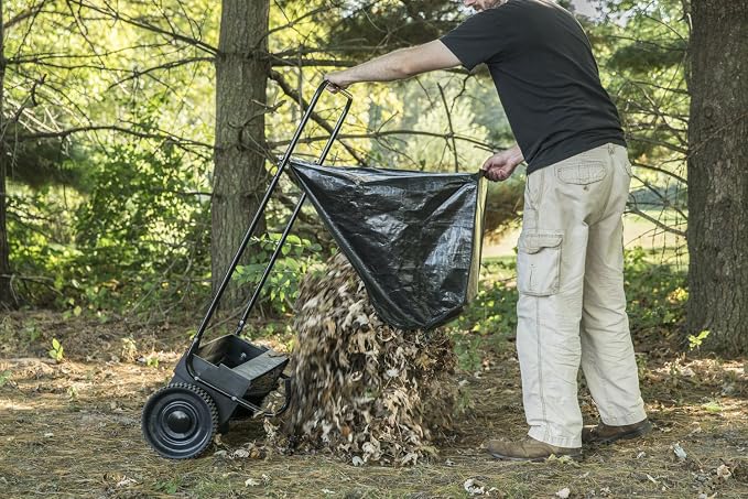 Agri-Fab 26 In Push Lawn Sweeper with 7 Cu Ft Hopper Bag, Adjustable Brush Height, Leaf and Grass Catcher for Small Yards