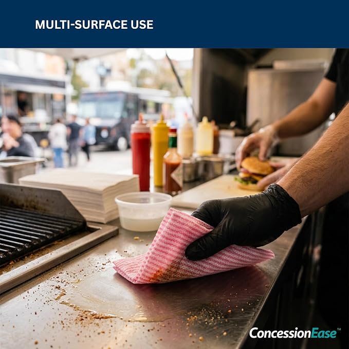 ConcessionEase Food Service Wipes – 200 Count 20" x 13" Disposable Bar Mop Replacement Towels – Cloth-Like Cleaning Wipes for Restaurants, Food Trucks & Kitchens