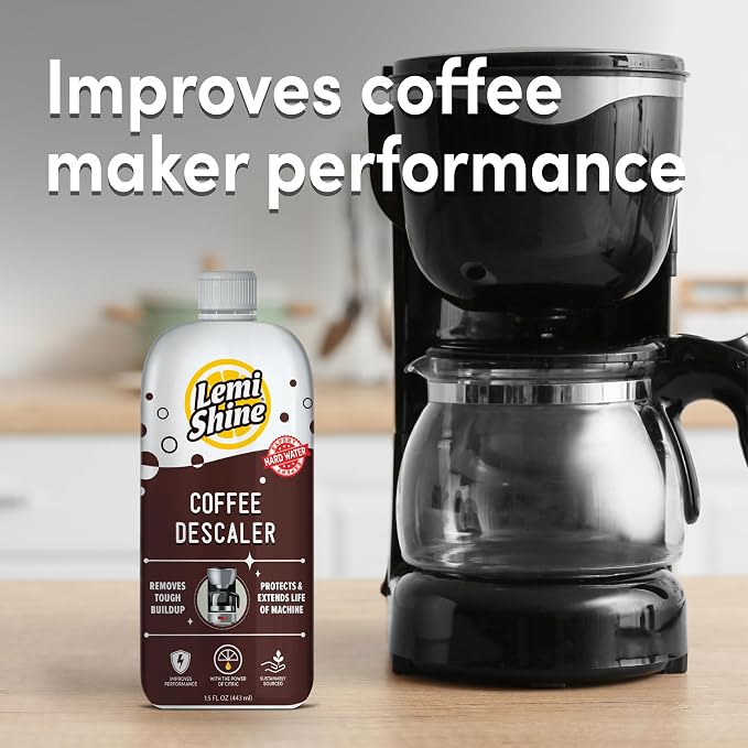 Lemi Shine Coffee Descaler - Made with Food-Grade Citric Acid - 15 oz | Removes Tough Buildup - Food-Grade Citric Acid Coffee Maker Cleaner for Nespresso, Keurig, and More