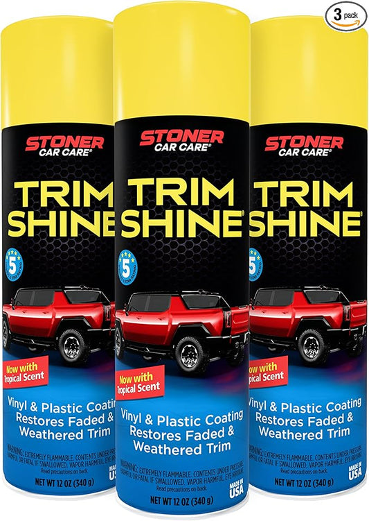 Stoner Car Care 91034-3PK Trim Shine – Black Trim and Plastic Restorer for Cars – Vinyl and Plastic Trim Protectant Coating for Interior and Exterior Use – Fast-Drying No Sling – 12 oz (Pack of 3)