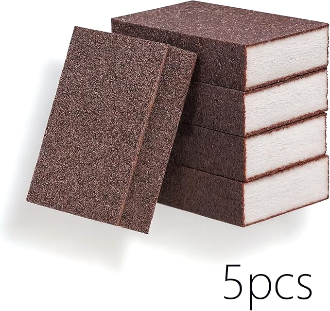 5 Powerful Pot Scrubber Cleaning Sponges, Heavy Duty Kitchen Eraser Scouring Pads, Dishwashing Oven Stove Cleaning Sponges, BBQ Grill Scrubbing Dish Cloths