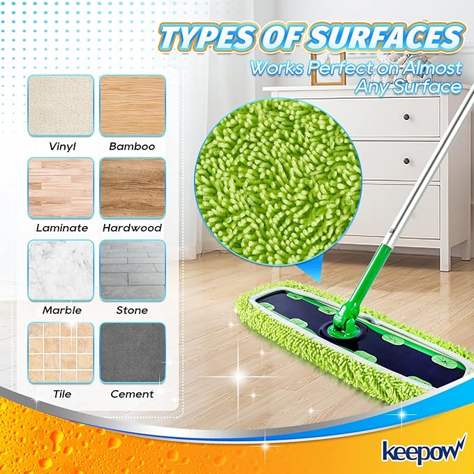 KEEPOW Reusable XL Wet Pads Refills for Swiffer XL Mop Sweeper, 2 Pack | X-Large Dry-sweeping / Wet-mopping Microfiber Cloths for Surface/Hardwood Floor Cleaning