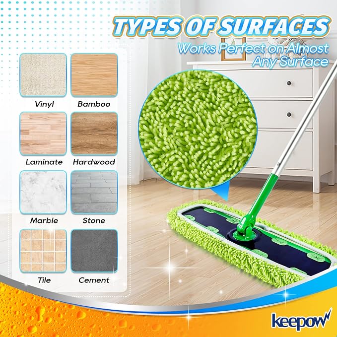 KEEPOW XL Dry Sweeping/Wet Mopping Cloths for Swiffer XL Sweeper, 6 Pack | Reusable & Washable Microfiber Mop Pad Refills for Surface/Hardwood Floor Cleaning