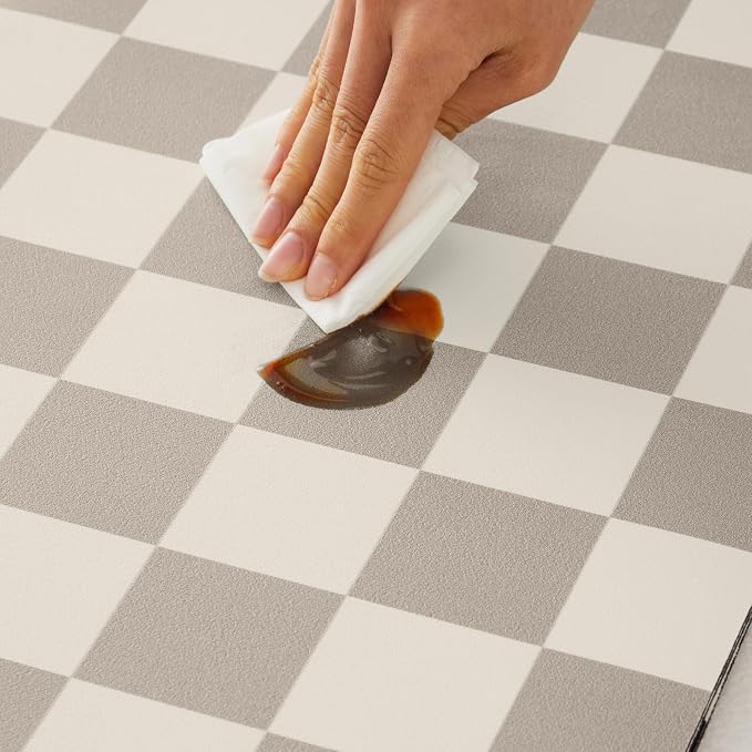 Ohocut Checkered Dish Drying Mat for Kitchen Counter, Coffee Bar Station Accessories, Retro Cute Aesthetic Modern Absorbent Drainer Mat Kitchen Drying Mat Easy Clean, Khaki 16" x 24"