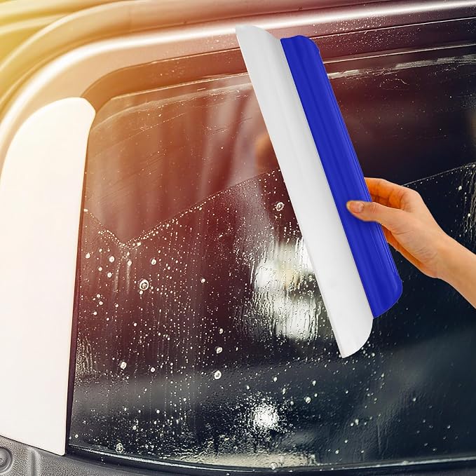 4 Pack 14 Inch Car Drying Squeegee Blue Longer Silicone Water Squeegee Window Shower Blade Automotive Flexible Auto T-bar Rubber Squeegees for Car Windshield Glass Bathroom Wash Tool