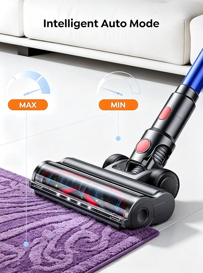 Cordless Vacuum Cleaner, 650W 50KPA 65Min Stick Vacuum Cleaners for Home, with Extra Mattress Cleaning Tool, Self-Standing, Wall Mount Charging, Stick Vacuum Cordless for Carpet Floor Pet Hair