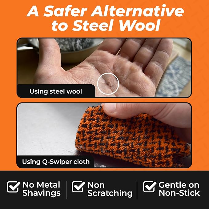 Proud Grill Q-Swiper Scrub-Clean Reusable Grill Cleaning Cloth - Non-Scratch Scrubbing Dish Cloths, Heavy Duty Micro-Coated Fiber Cloth, Multipurpose Kitchen Scrubber for Grills & Cookware - Pack of 2