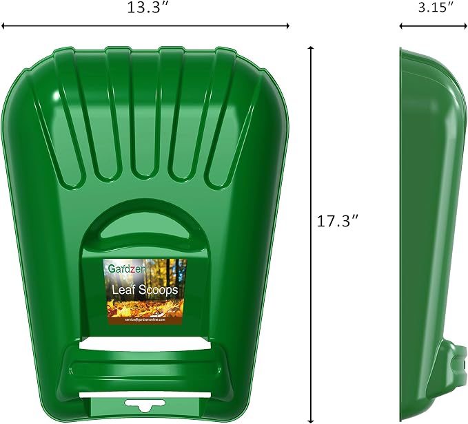 Gardzen Plastic Large Leaf Scoop Hand Rakes | Debris and Yard Waste Removal, Comes with 72 Gallon Garden Bag, Work Gloves, Protective Pads(Green)