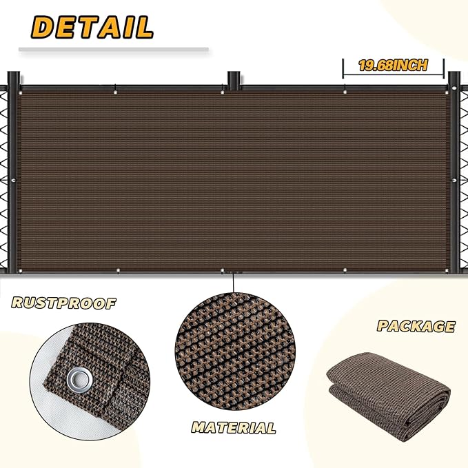 LOVE STORY 3.3' x 19.7' Balcony Privacy Screen Cover for Apartment, Brown | HDPE Fabric, 95% UV Block, Fence Cover for Patio Deck, Railing Screen for Porch, Privacy Protective, Custom Size Available