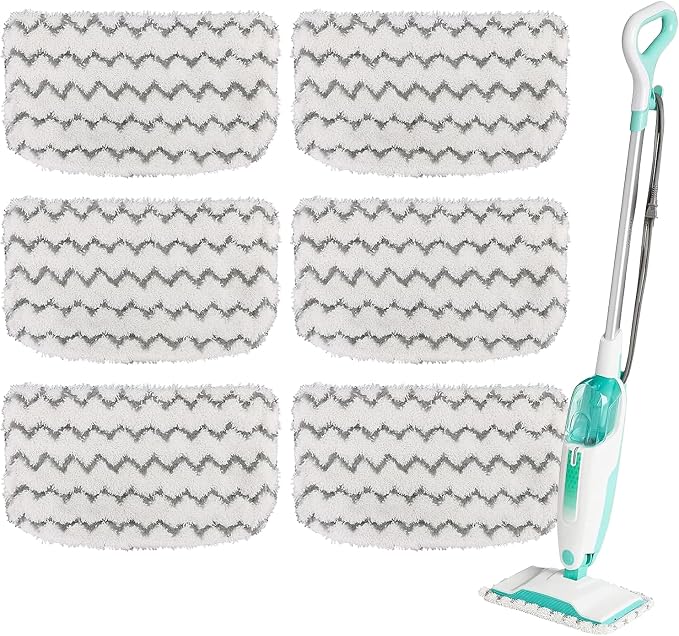 6 Pack Steam Mop Replacement Pads, Microfiber Floor Cleaning Pads Compatible with Shark S1000 Series Steam Mops, Reusable Washable Mop Refills for Hardwood and Tile Floors