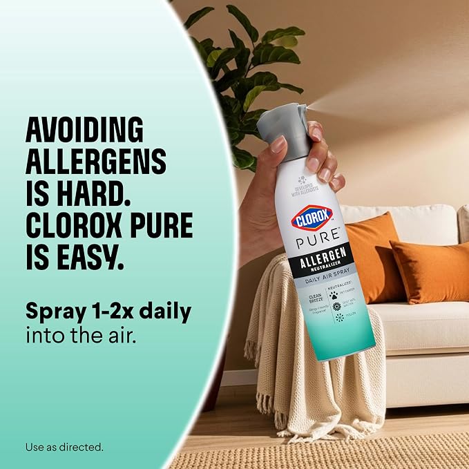 Clorox PURE Allergen Neutralizer Daily Air Spray, Clean Breeze, 8 Ounces (Pack of 2)