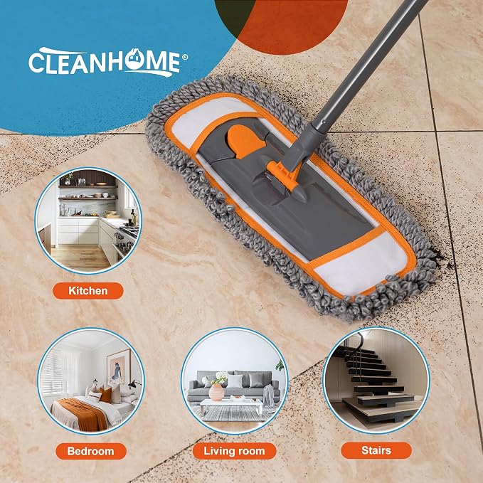CLEANHOME Microfiber Mop Pads, 4 Pieces | Fit CLEANHOME Dust Mop: B09PBPGSJ3, For Floor Cleaning, Twisted Microfiber Replacement Pads