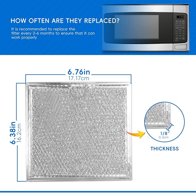 Microwave Grease Filter Replacement, Compatible with GE WB02X11534 & Samsung DE63-00666A, Used to Freshen Kitchen Air, Alumium, Reusable(2 Pack)