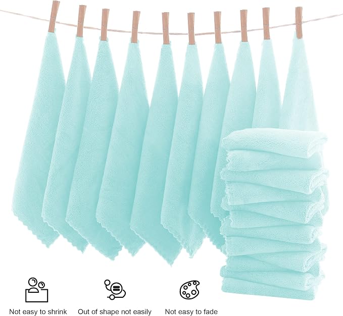 MOONQUEEN Ultra Soft Premium Washcloths Set - 12 x 12 inches - 72 Pack - Quick Drying - Highly Absorbent Coral Velvet Bathroom Wash Clothes (Frozen Blue)