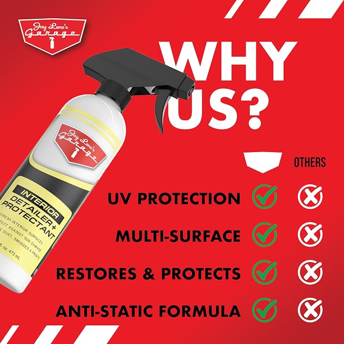 Jay Leno's Garage Interior Detailer & Protectant Car Interior Cleaner Spray for Dash, Auto Interior Cleaner(Pack of 2) (16 oz (Pack of 2))