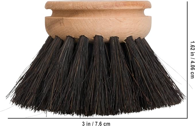 Redecker Dish Brush Replacement Head, Horsehair, 1-1/2 Inch Round – Soft Wooden Brush Head for Delicate Dishwashing, Made in Germany