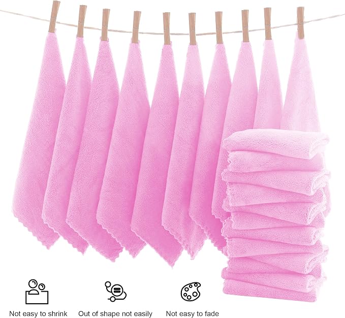 MOONQUEEN Ultra Soft Premium Washcloths Set - 12 x 12 inches - 72 Pack - Quick Drying - Highly Absorbent Coral Velvet Bathroom Wash Clothes (Frozen Berry)