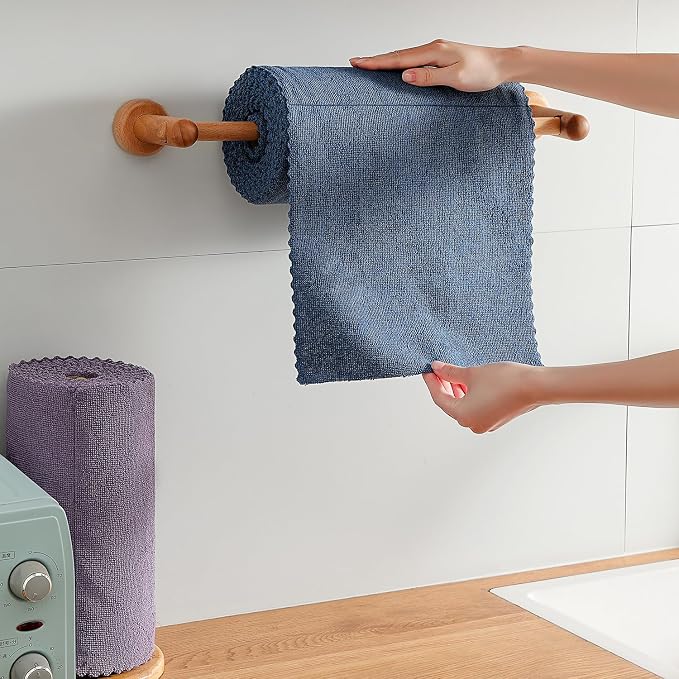 80 Pack Microfiber Cleaning Cloth Roll,Lint Free Rags & Tear Away Reusable Towels Washable Scratch,Ultra Absorbent Dish Rags(12" x 12") for Car Kitchen Home Garage-Navy Blue