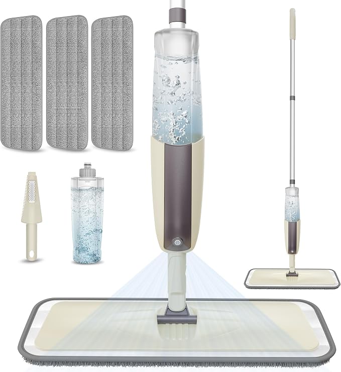 Spray Mops for Floor Cleaning: MEXERRIS Wet Mop with 3 Washable Pads for Swiffer Powermop - Floor Mop with Refillable Bottle - Home Commercial Dust Mops for Hardwood Laminate Ceramic Tiles
