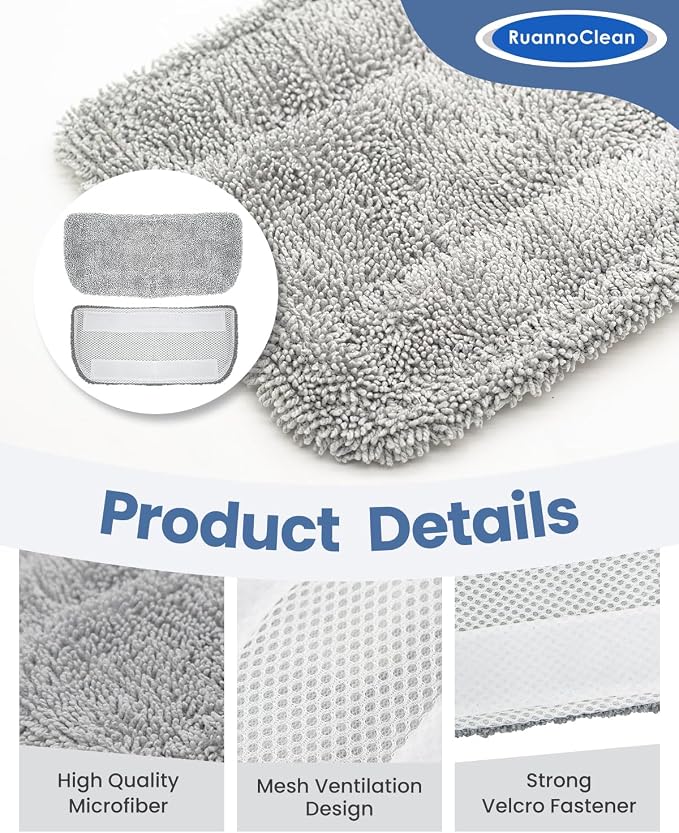4 Pack Steam Mop Pads Compatible with GorFanty GF-6610B/GF-6610 | Steam Mop Replacement Pads Compatible with Neugo NE033M/Mxnsewr/Sprobil/KGHKGH Floor Steamer, Washable & Reusable Steamer Pad